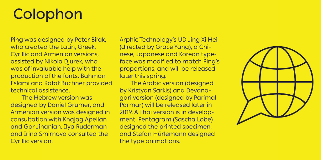 typotheque's tweet photo. Ping would not have been possible without the stellar work of these great people.
Thank you, Спасибо, شكرا لكم, תודה, धन्यवाद, Շնորհակալություն, 謝謝 https://t.co/sfVHSH9RtK
