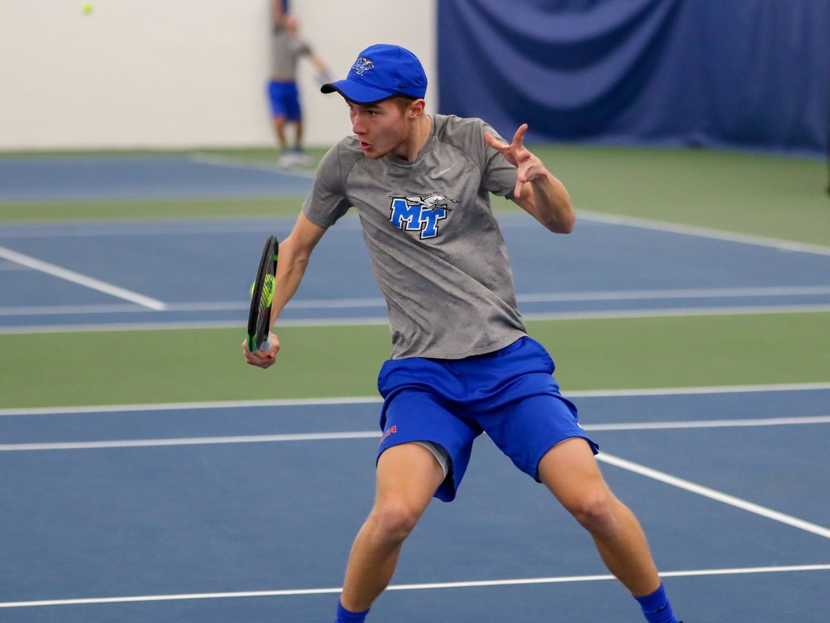 MT_MensTennis's tweet photo. 🚨 Pavel Motl jumps into the freshman season singles AND doubles top 🔟. 👀

Tied at No. 3️⃣ with a team leading 2️⃣1️⃣ doubles wins. 

No. 9️⃣ with a team leading 2️⃣1️⃣ singles wins. 

#GoBlueRaiders #HeIsNotDoneYet https://t.co/M3cWG8RAPM