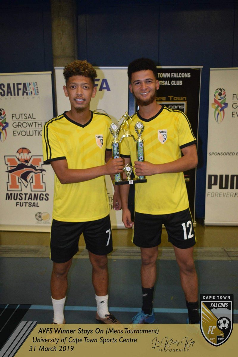 CapeTownFalcons's tweet photo. #CHAMPIONS 🏆💛🖤🥇 Cape Town Falcons FC 

A huge Thank you to the AVFS, Futsal growth &amp; Evolution, SAIFA and of cause our supporters who stayed till the last minute to enjoy the celebrations.
#Futsal 
#FalconsFutsal
#Capetown
#MondayMotivation https://t.co/w2OJYM9NFy