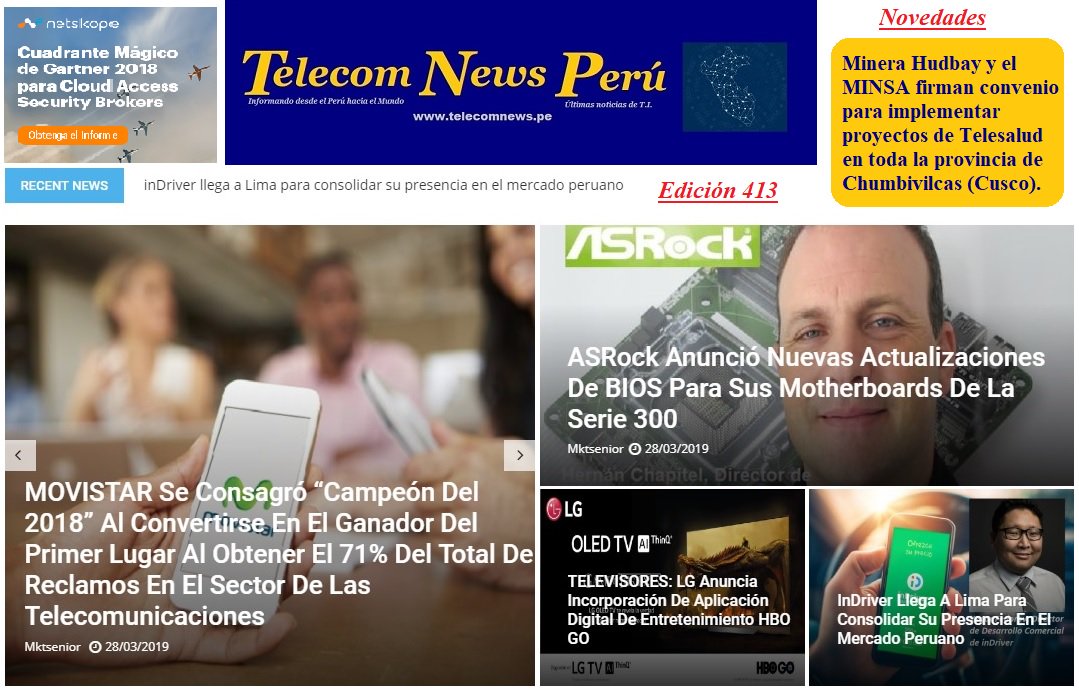 PeruTelecom's tweet image. Amigos:
Las noticias TI en la “Edición 413”:
telecomnews.pe  
Locales: MINSAIT, una compañía de Indra y Clarke Modet &amp;amp; Cº presentan la primera aplicación de Blockchain para el sector de propiedad industrial e intelectual.
Importante: Curso Bicsi: DC102 en Lima -Perú