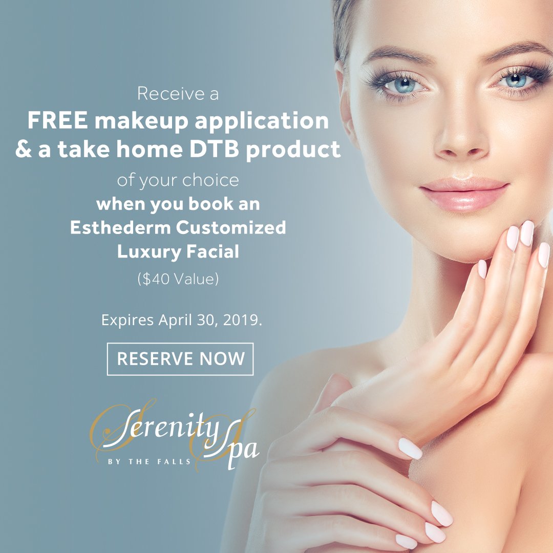 SerenitySpaNF's tweet image. Receive a FREE makeup application &amp;amp; take home a DTB product when you book our April promotion.
.
#SpaDay 👀 #AprilPromo 💖 
serenityspabythefalls.com/promotions