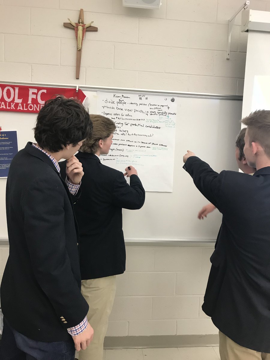 AP Gov <a href="/Salesianum/">Salesianum School</a> students dug into the question--> What do political parties do, for both citizens and the government?  After, student groups rotated, deciding which of their classmates' responses they wanted to CHALLENGE, COMPLICATE or CONCUR w/...