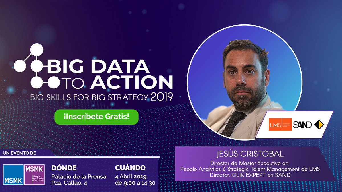 SandQlik's tweet photo. El próximo jueves 4 de abril @jesuscristo_bal , Director de SAND y #Qlik Expert, hablará sobre #PeopleAnalyitcs y #RRHH en el #BigDatatoAction organizado por @MSMK_ . Regístrate aquí. Últimas plazas https://t.co/pedSoPQlSj @Qlik_ES https://t.co/Ippmj5xy7W