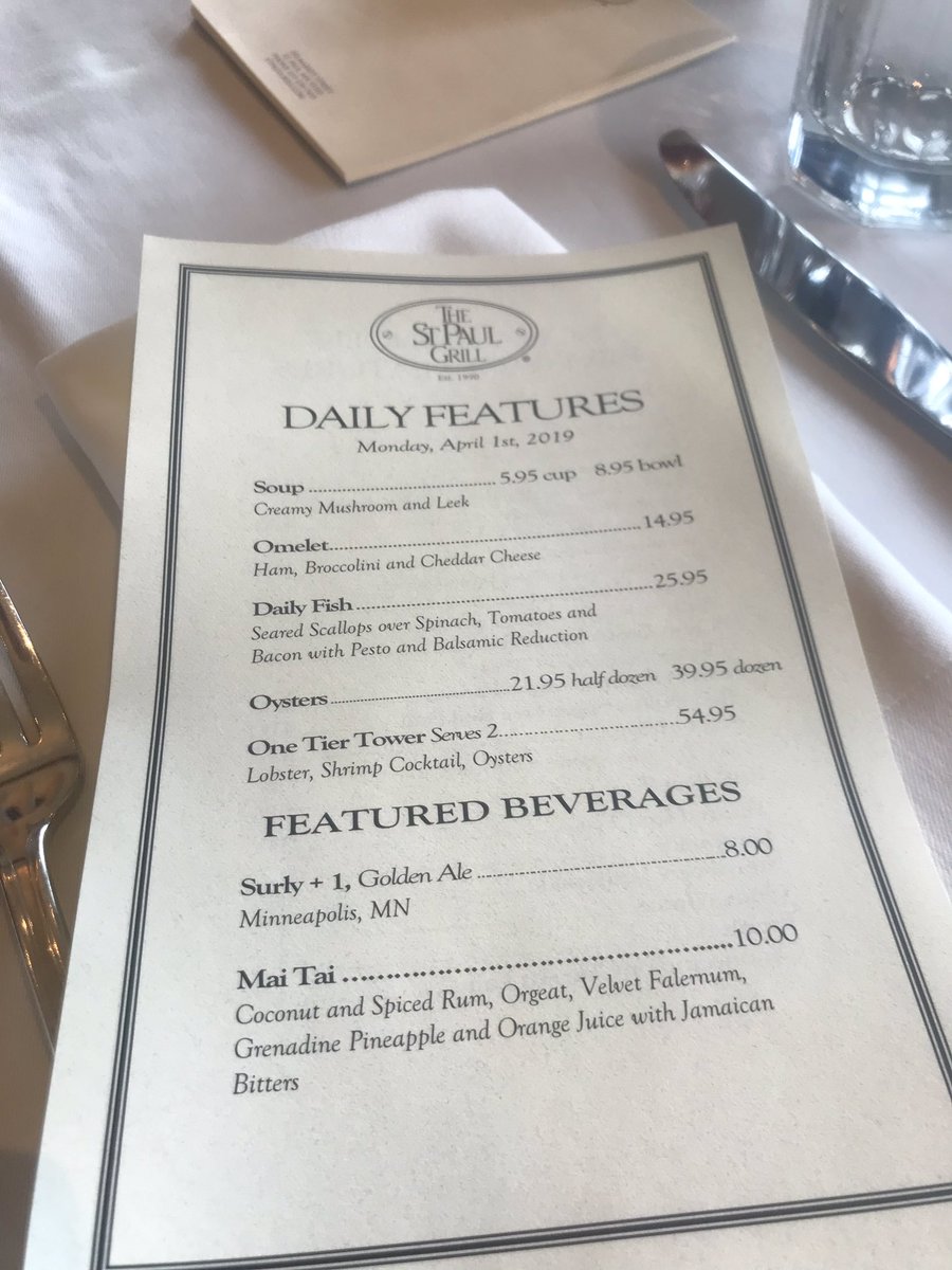 StPaulGrill's tweet photo. Monday Features! #mysaintpaul https://t.co/zgpIgWpYMm