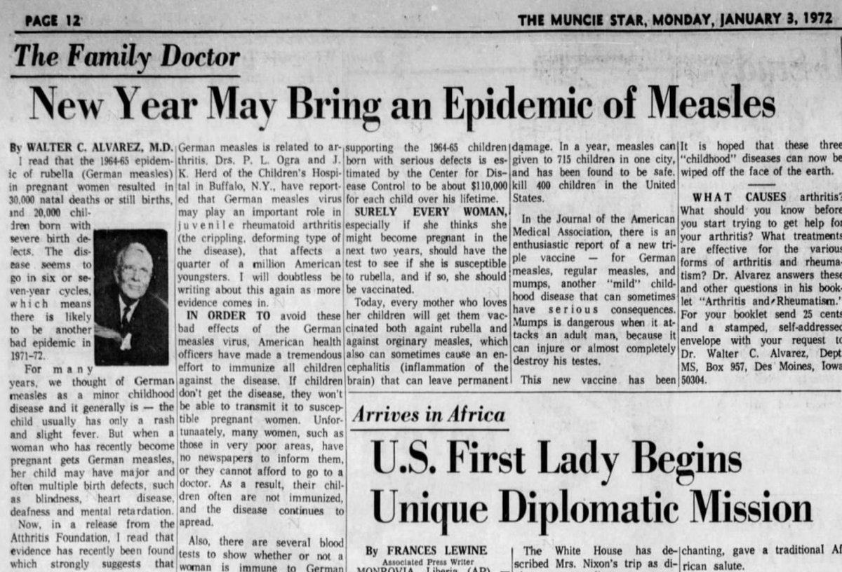 Here's another article about Rubella from the SAME doctor, just over ten years later in 1972—AFTER a Rubella vaccine was available.Notice how differently he describes Rubella from the previous article. Rather than comforting pregnant women, he now creates fear & panic.