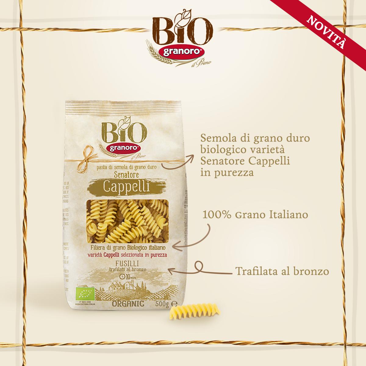Granoro's tweet photo. Oggi abbiamo grandi novità!
Un nuovo formato si aggiunge alla nostra Linea Biologica: ecco i Fusilli Senatore Cappelli, realizzati con la pregiata varietà di grano antico, 100% da agricoltura biologica italiana!
#PastaGranoro #LineaBio #GranoroLife https://t.co/80PIvtfvNo