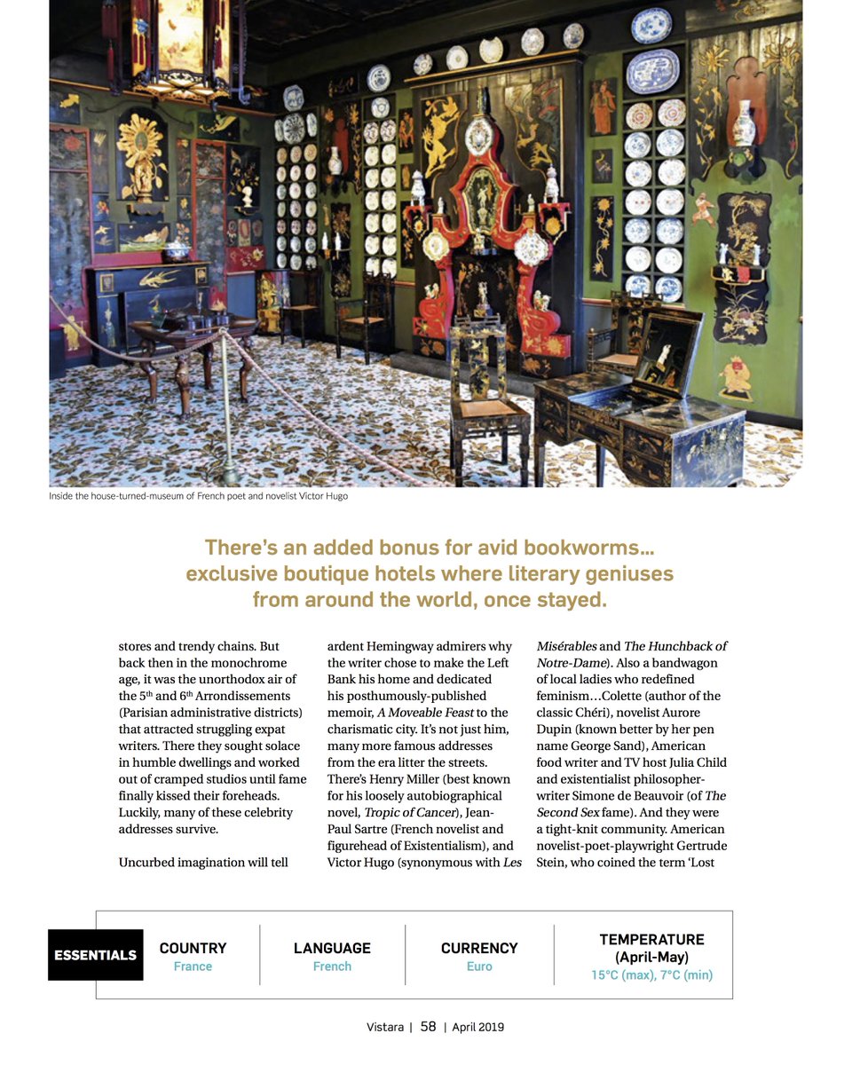 100cobbledroads's tweet photo. #PublishedElsewhere #TravelWriter #InflightMagazine
Super excited to share that my article on "Paris for a literary fix" has been published in the April 2019 issue of @airvistara inflight magazine. If you're taking an @airvistara flight soon, make sure you get your bookworm inspo https://t.co/dxHmMZgDC7