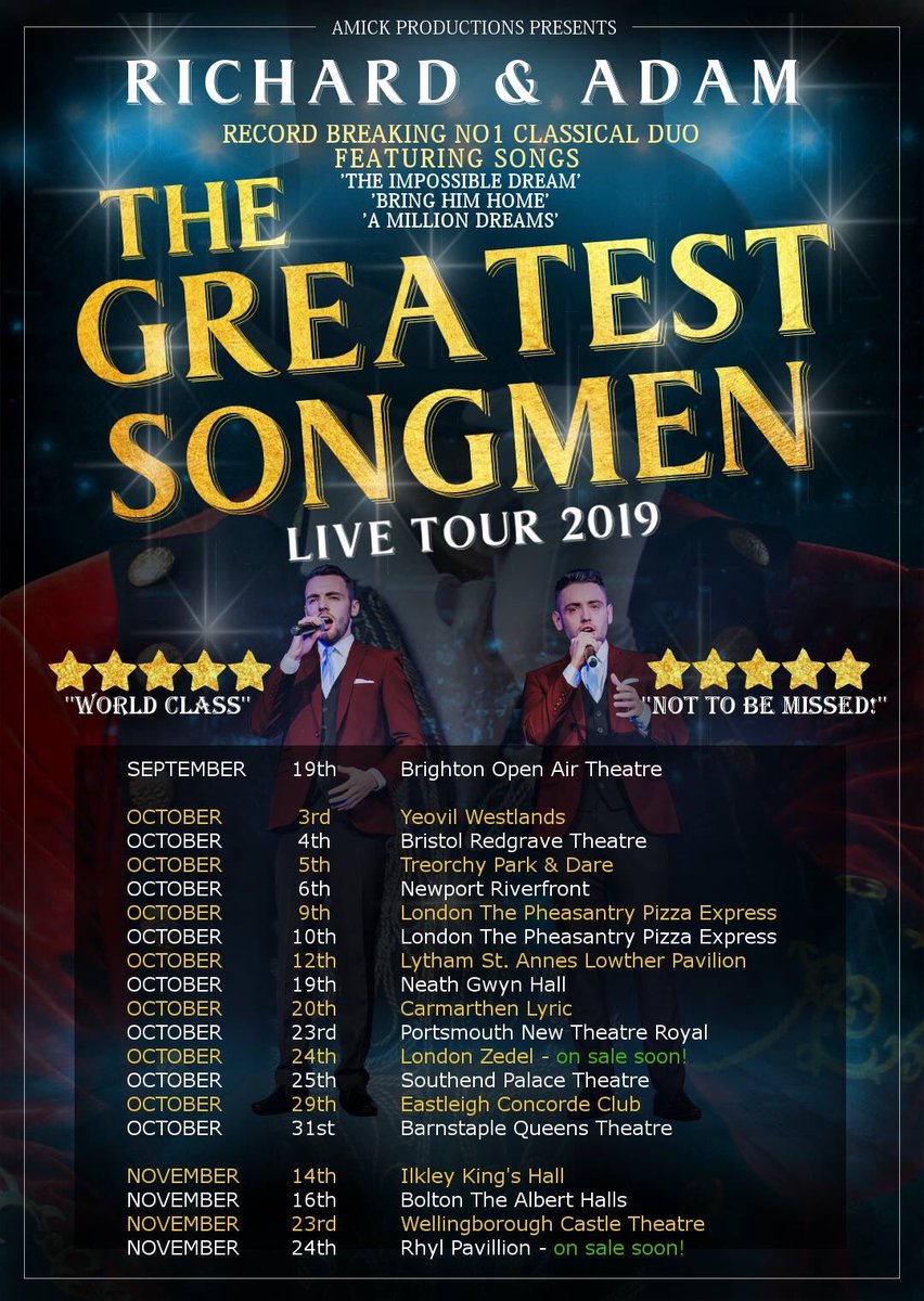 RieWorley's tweet photo. Here we go again! πππ¨ππ€΅π€΅π #RichardandAdam #favouriteduo #touring #TheGreatestSongmen #fansontour π« https://t.co/JRrMBzug52