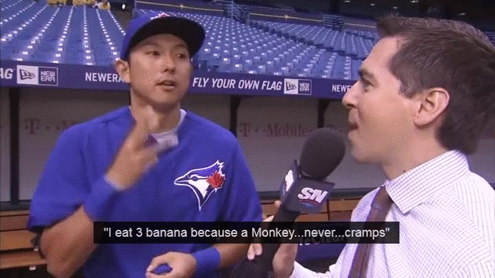 THEscrios's tweet photo. @nickgroke Can somebody get this man a banana #monkeynevercramps https://t.co/uI8rFZ5SFc