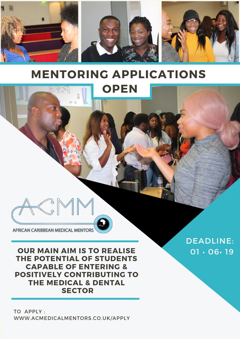 acmedicalmentor's tweet photo. We are excited to announce that our mentee applications are now open! 

HESA statistics have shown that black students represent just 3% of all students in medicine and dentistry.  To ensure we have a representative workforce, we need more black student representation. https://t.co/RIsVmkjRzO