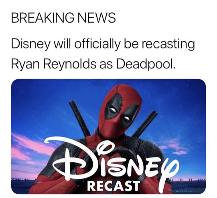 BigroGaming's tweet photo. This sucks !! The guy they had playing him before was awesome, dumb move on @Disney part... #smh #L #Deadpool #recast #ryanwho? #RIPNippseyHussle #DrSebi https://t.co/AKuSXCkKT3
