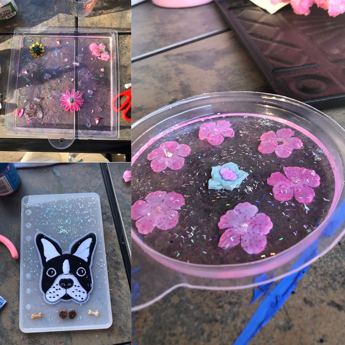 resintings's tweet photo. sneak peek of what’s coming
top left: a rolling tray (it’s upside down)
bottom left: doggy notebook!! 🐶
right: dab rig / bong coaster
#resinart #artist #rtforsupport https://t.co/LTjYIvg1w3