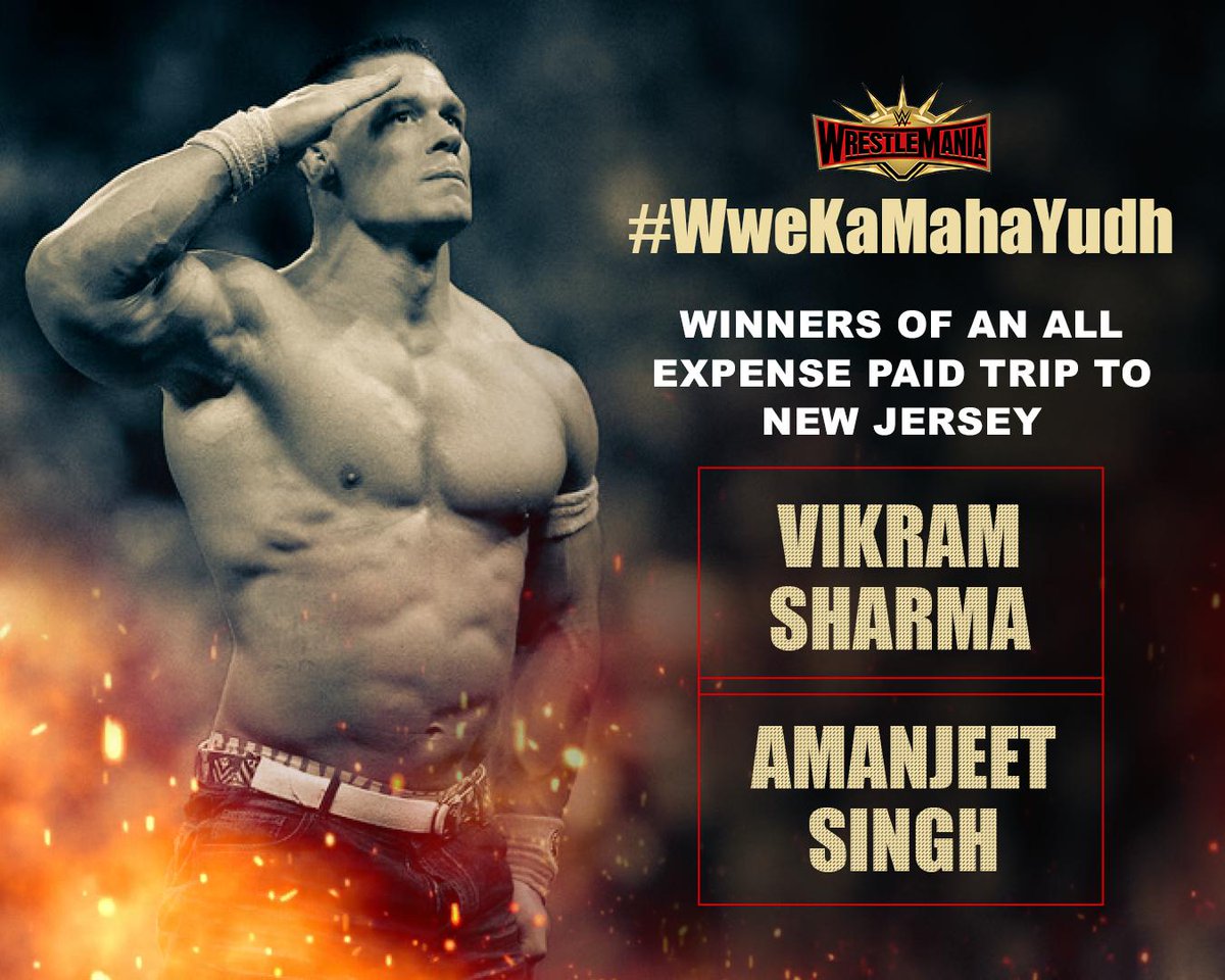 🥁 DRUMROLLS PLEASE 🥁

Many Congratulations to <a href="/y2vikram/">Vikram</a> &amp; <a href="/WrassliNews/">Wrasslinews</a> as they will be watching <a href="/WWE/">WWE</a>'s biggest show of the year, #WrestleMania, LIVE in New Jersey on April 8th. 👏👏👏

#SPNSports #WWEKaMahaYudh