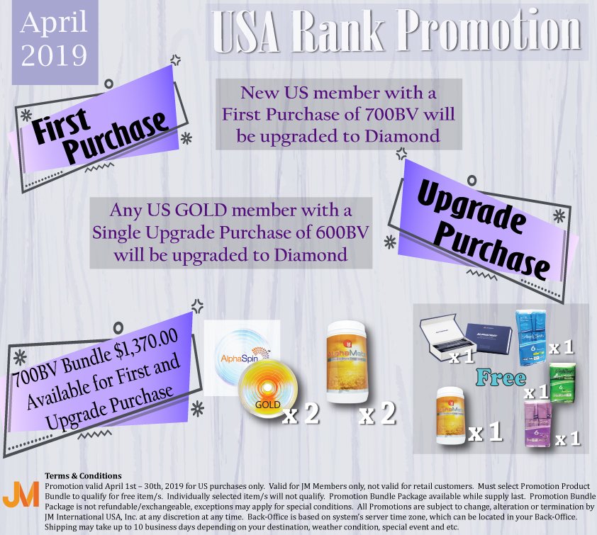 Bzzworldusa's tweet photo. π° April 2019 US Rank Promotions #JMInternational #JM #AlphaMeta #AlphaSpin #Angelssecret #anion #sanitarynapkins #sanitarypads #AlphaVmax #JMR4 https://t.co/obPK7EgqnG