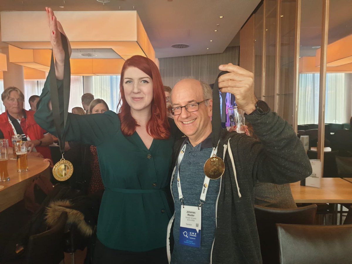 GemHoughton's tweet photo. Not one but two Medallion speakers at today’s International Search Summit Munich - awesome job @izzionfire and @JohnMu #IntSSMUN https://t.co/8jhI5FrBUK