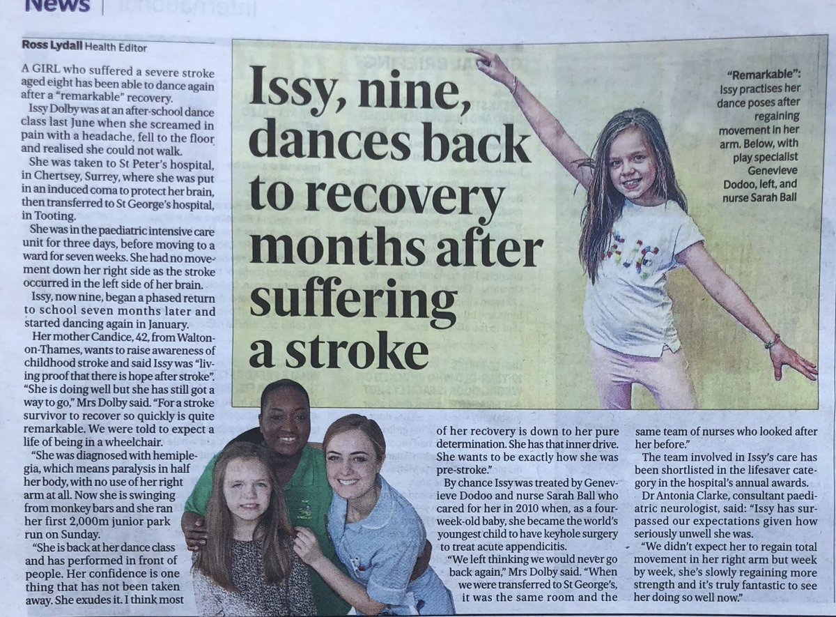 Thank you <a href="/standardnews/">Standard News</a> and @StGeorgesTrust for the article. I work extremely hard in my daily rehab. My recovery is not over yet!@PrincessPickled #ChildhoodStroke #RaisingAwareness #StandUpAfterStroke #InspirationalIsabel