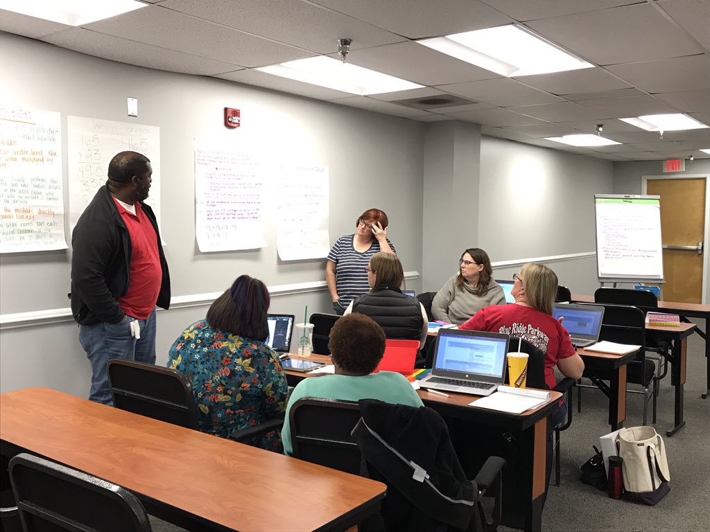 MathAnyWay's tweet photo. In WS/FCS, the NC.Math 5: P to A (Cohort), G5 teachers explore various methods for re-engagement instruction. They discover how to help students to dive deeper into math standards.🤗🤗#HQMI, #wsfcsmath https://t.co/9cS9DPCHlj