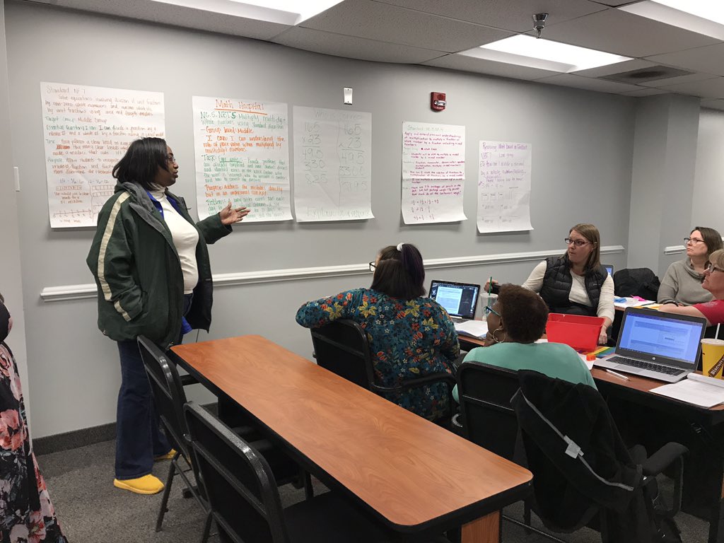 MathAnyWay's tweet photo. In WS/FCS, the NC.Math 5: P to A (Cohort), G5 teachers explore various methods for re-engagement instruction. They discover how to help students to dive deeper into math standards.🤗🤗#HQMI, #wsfcsmath https://t.co/9cS9DPCHlj