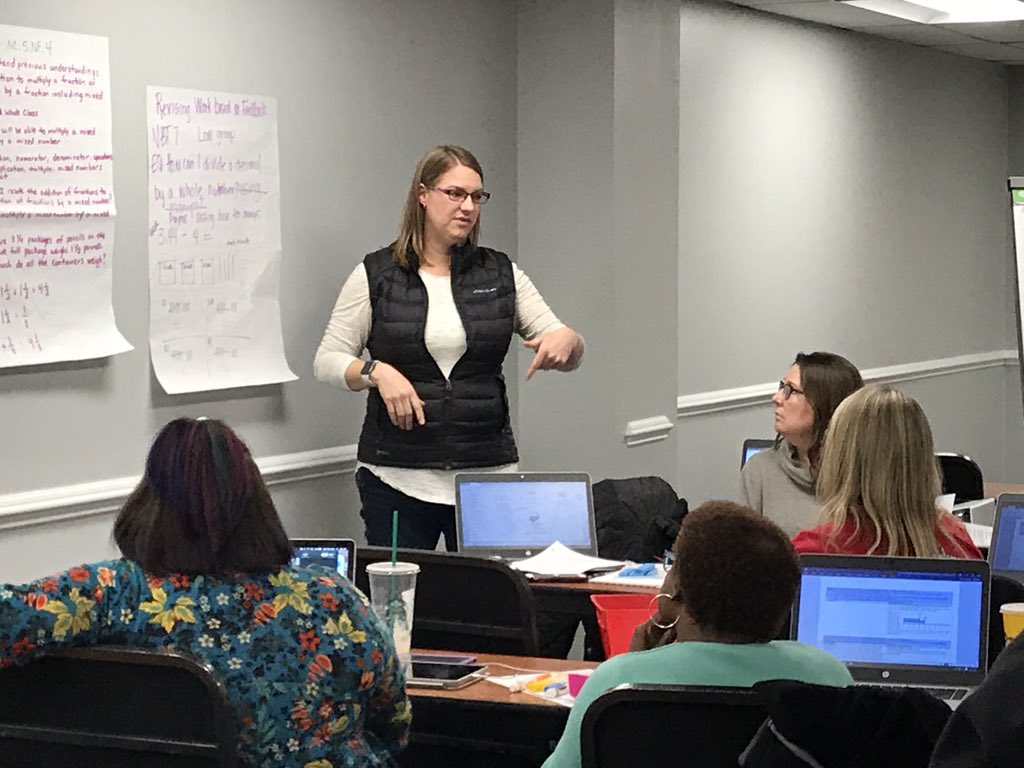 MathAnyWay's tweet photo. In WS/FCS, the NC.Math 5: P to A (Cohort), G5 teachers explore various methods for re-engagement instruction. They discover how to help students to dive deeper into math standards.🤗🤗#HQMI, #wsfcsmath https://t.co/9cS9DPCHlj