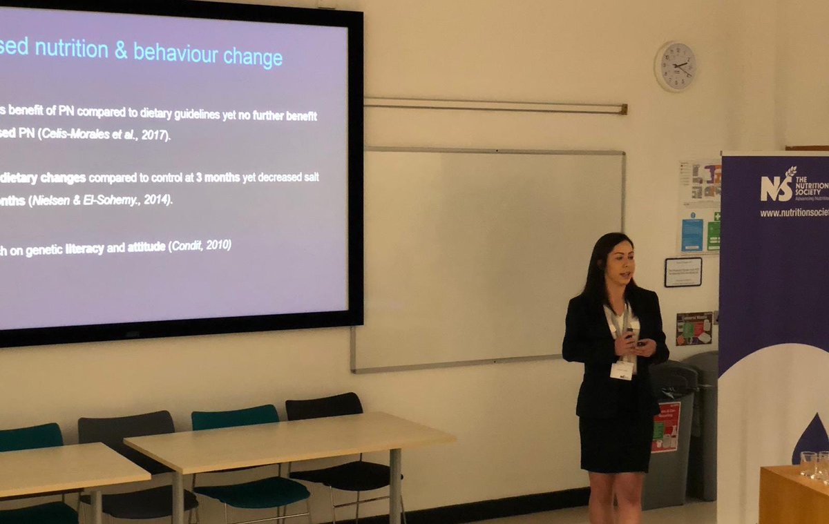 StephCogbill's tweet photo. Does Genotype-based dietary advice elicit a change in dietary intake? A focus on hypertension and salt intake. A fantastic opportunity to present our research today at the @NutritionSoc Spring Conference.  @YourStMarys https://t.co/d4SW63ub3U