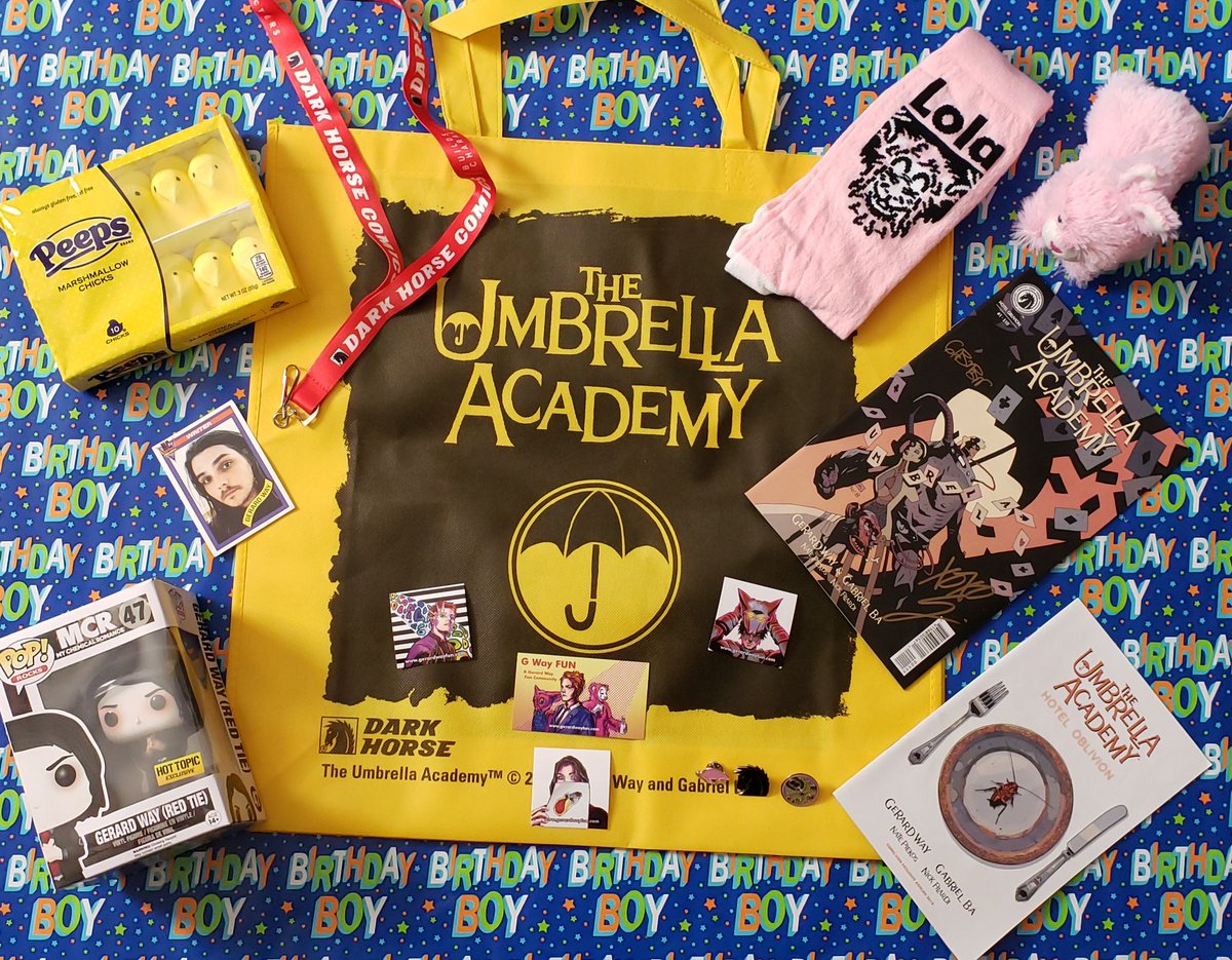GWayFUN's tweet image. 🎉 G Way B-Day Giveaway! 🎉

Gerard's birthday is on the 9th so let's celebrate!

RT and be following to enter!

Gifts include a rare NYCC #UmbrellaAcademy #HotelOblivion issue #1 variant signed by Gabriel Ba AND Gerard Way!

ENDS: 4/27

Good luck and have FUN!