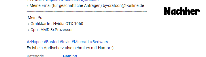 PadoriaNET's tweet photo. @ByCrafson @zHxpee @Sence26 Hmm.. Wir haben zufällig das Video noch offen gehabt und die Beschreibung verglichen. 😘 @zHxpee https://t.co/XAAhJdaIRI