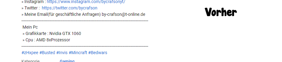 PadoriaNET's tweet photo. @ByCrafson @zHxpee @Sence26 Hmm.. Wir haben zufällig das Video noch offen gehabt und die Beschreibung verglichen. 😘 @zHxpee https://t.co/XAAhJdaIRI