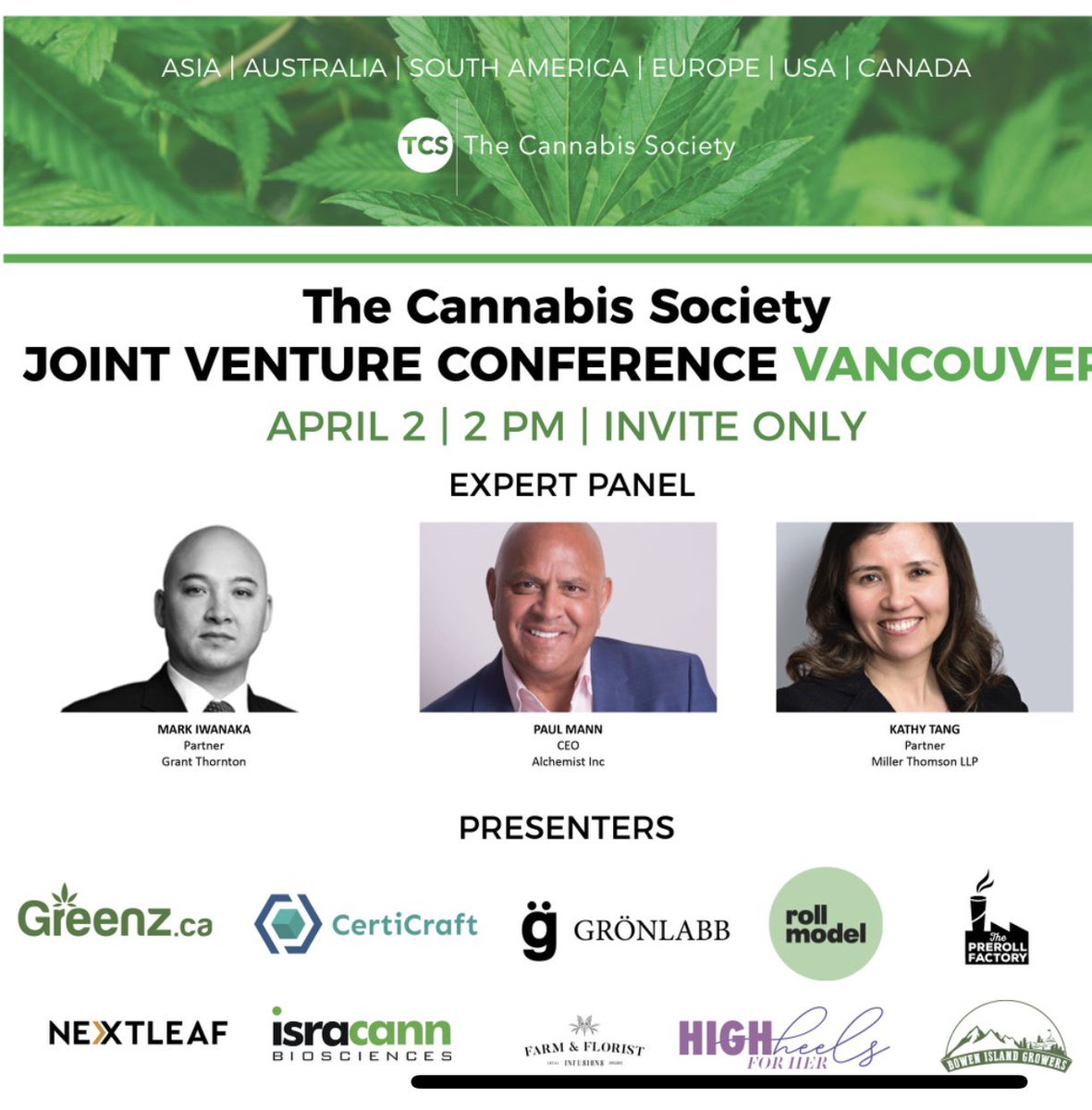 AlchemistInc's tweet photo. #AlchemistInc CEO Paul Mann speaking at Joint Venture Conference hosted by @CannabisSoTO  on April 2 https://t.co/klMpUhCsCf