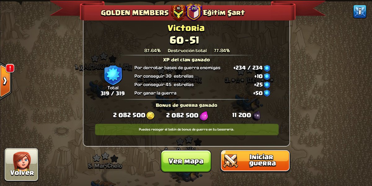 Tercera guerra como clan élite
Triples 10-1