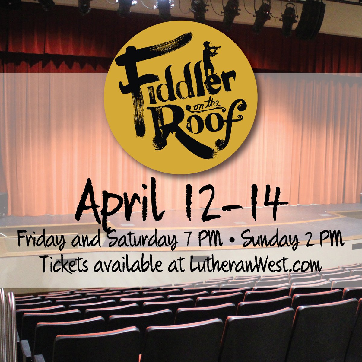 LutheranWest's tweet photo. Have you gotten your tickets for "Fiddler on the Roof" yet? Don't miss this classic musical on April 12, 13, or 14 on the Jochum Performing Arts Center stage at Lutheran West! https://t.co/rLvewvy3ys
