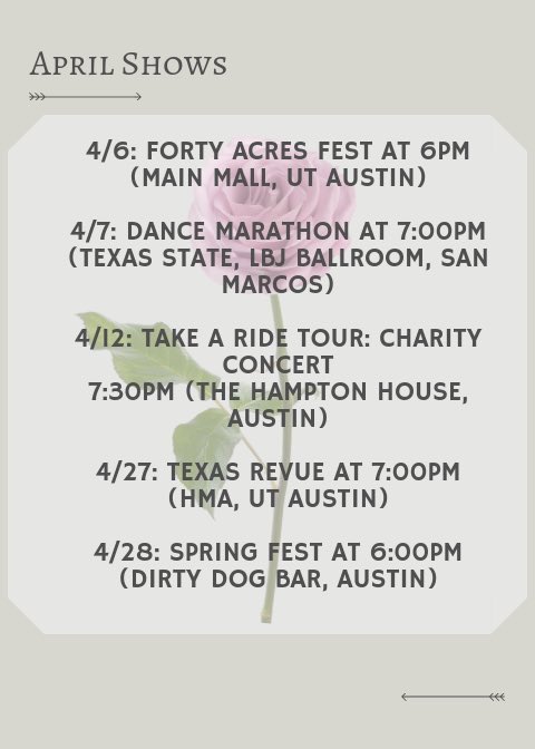 Hello everyone here are our shows for April!