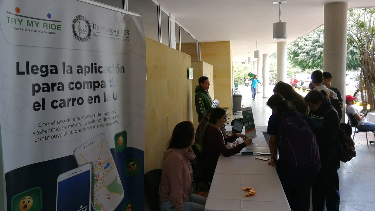 UniversidadCES's tweet photo. 🍃🚘 #JornadaDeSostenibilidad ¡Hoy estamos de lanzamiento! Estamos recorriendo toda la U contándoles sobre la App para compartir el carro: #TryMyRide Y tu, ¿ya la descargaste? #CESSostenible https://t.co/yFS60vUT0G