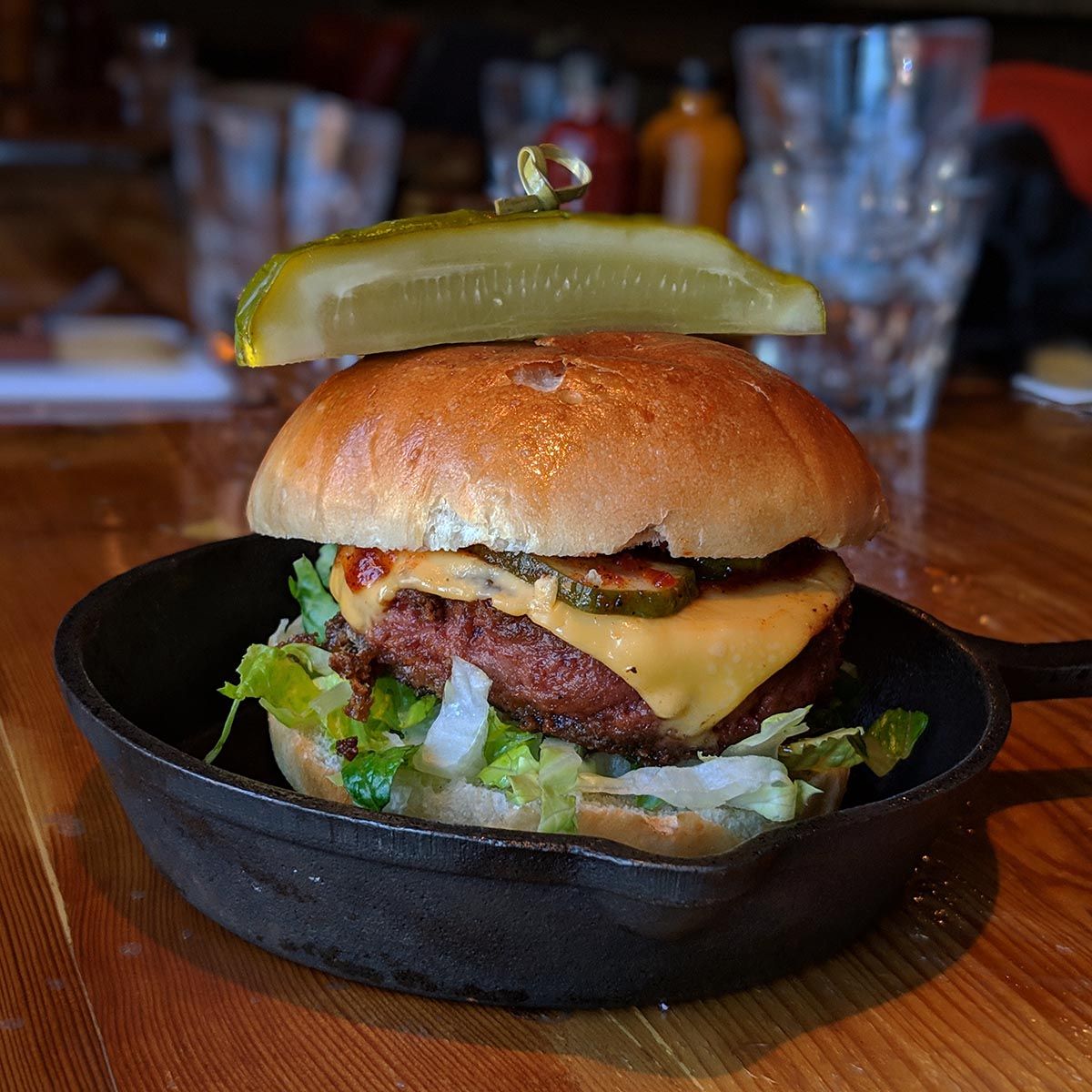barquebbq's tweet photo. NOT A JOKE: Our @beyondmeat Smokehouse Cheeseburger launches today. Available during lunch and brunch. #beyondBBQ #beyondmeat https://t.co/sWGrZQ0nzq