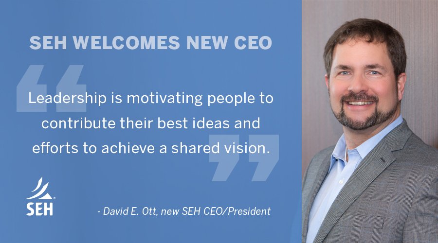 SEHinc's tweet photo. Exciting news! SEH Board of Directors announces David Ott as the next SEH CEO/President and Chairman. https://t.co/utmI3y3FRN https://t.co/KlOu3zxUPE
