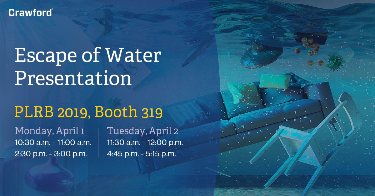 crawco's tweet photo. We have a few slots left at 11:30a.m. and at 4:45p.m. for tomorrow's escape of water presentation! RSVP here to learn about our technology-driven solutions first-hand with Crawford's product manager @MichaelBev84 https://t.co/BzCPbW3GVp. #PLRBBooth319 #CrawfordRestores https://t.co/pyQfdopXY5