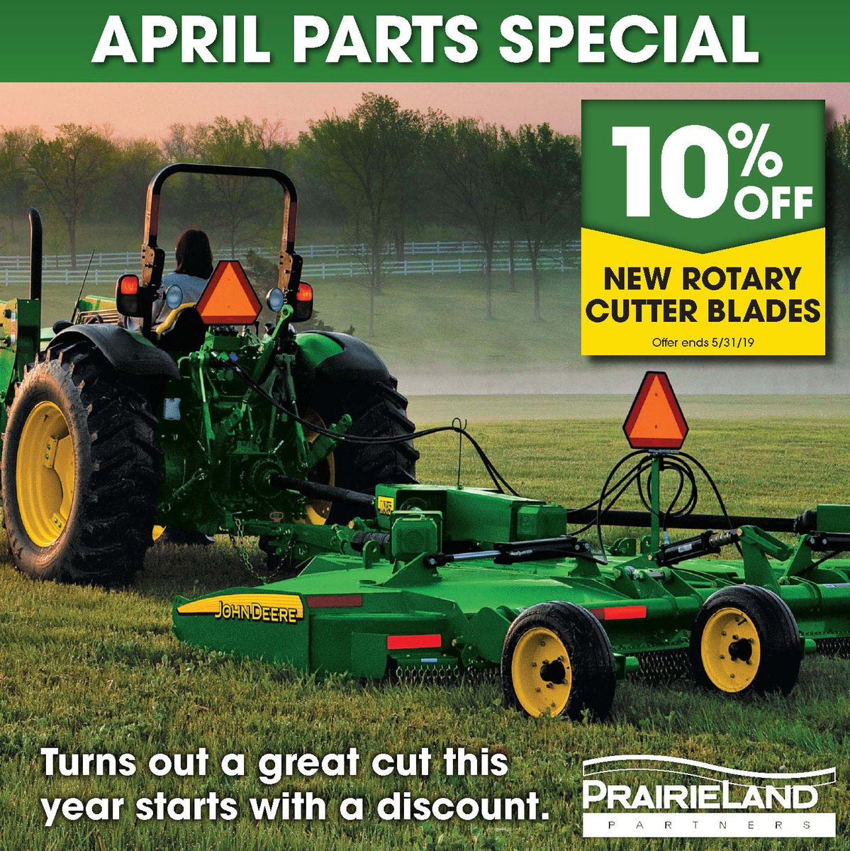 PrairieLandJD's tweet image. It’s time to get to work around your property or pastures, mow down tall grass or fix your gravel roads. Let John Deere attachments help. Visit our PLP parts department for details on our April Parts Specials. 

#PartsSpecial #RotaryCutter #Attachments #PLP