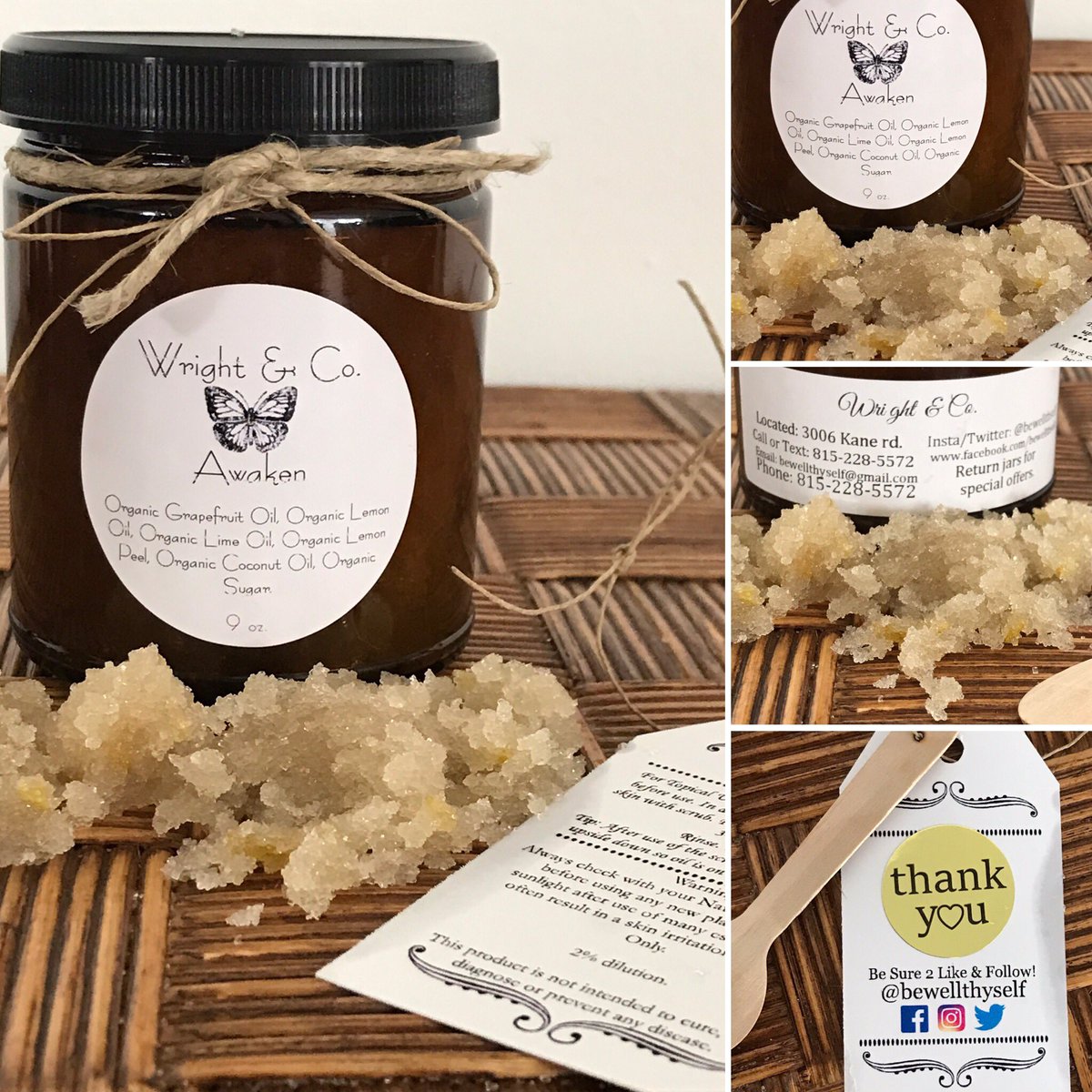 bewellthyself's tweet photo. AWAKEN 9oz. Organic Body Scrub. Handmade with intention. ❤️
#awaken #grapefruit #lemon #lime #bodyscrub #bodyscrubs #plants #herbs #spices #essentialoils #essentialoillife #bewell #natural #organic #recycle #glassamber #wrightco #madewithlove #handmade #madewithintention https://t.co/lXLiC2uDJY