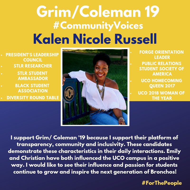 GrimColeman19's tweet photo. For our next #CommunityVoices we hear from alumna @Kalen_Tweets on why she supports Grim/Coleman! #ForThePeople! https://t.co/gQ9wfjLY7U