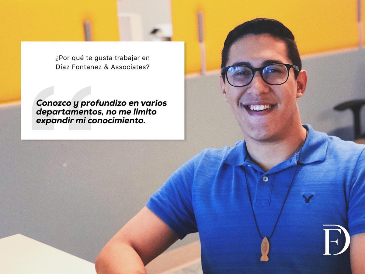 DiazFontanez_'s tweet photo. ¿Por qué te gusta trabajar en Diaz Fontanez &amp; Asociados? 😄
.
“Conozco y profundizó en varios departamentos, no me limito al expandir mi conocimiento”
— @johndemicheli - intern
#TheTeam https://t.co/putSkCjg20