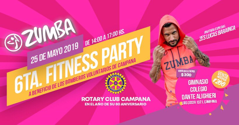 RotaryCampana's tweet photo. #Campana se prepara para festival de Zumba a beneficio de Bomberos Voluntarios https://t.co/odKh5mCz6N