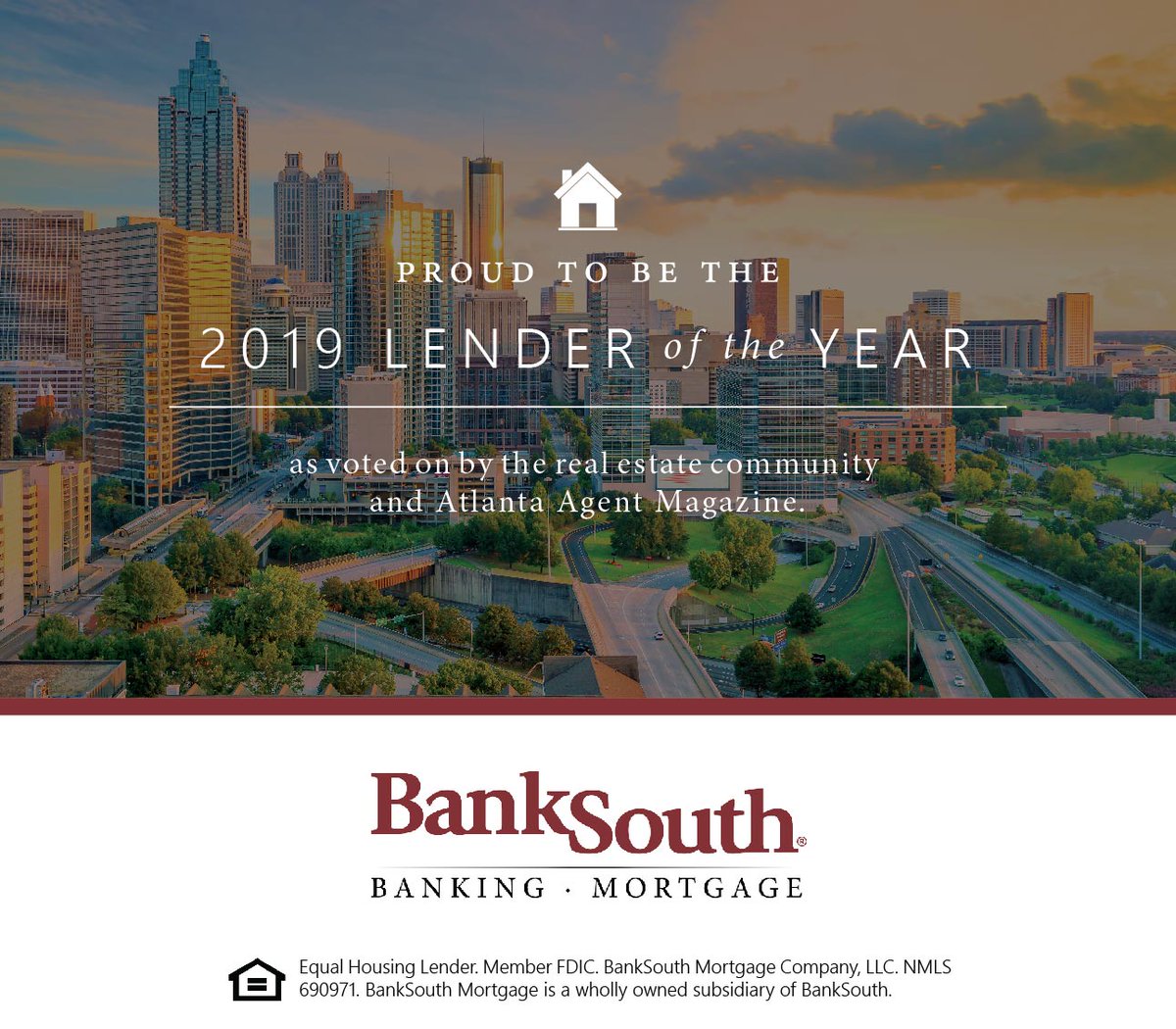 banksouth's tweet photo. BankSouth Mortgage is extremely honored to be named "Lender of the Year," as voted on by the real estate community and Atlanta Agent Magazine, once again! https://t.co/YdOiKcz1gi https://t.co/VlqMHFRwUD