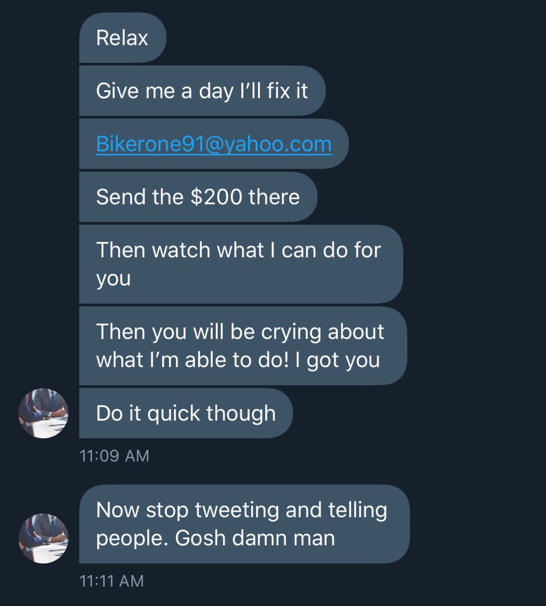 It’s been a rough weekend for me. I got scammed by @MoneyBallSrts 
Basically I was in a dark place and really needed money. This guy offered to provide me with help since he has had success, but ended up losing 8.8k on my book and taking 4.8k from me for livebetting.