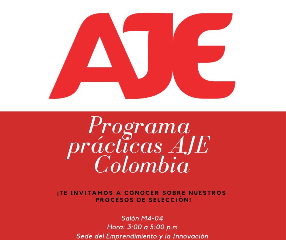¡No te pierdas la oportunidad de conocer el programa de prácticas de AJE Colombia!

<a href="/CEA_UR/">CEA URosario</a> <a href="/URosario/">URosario</a> <a href="/URosarioRadio/">URosarioRadio</a>