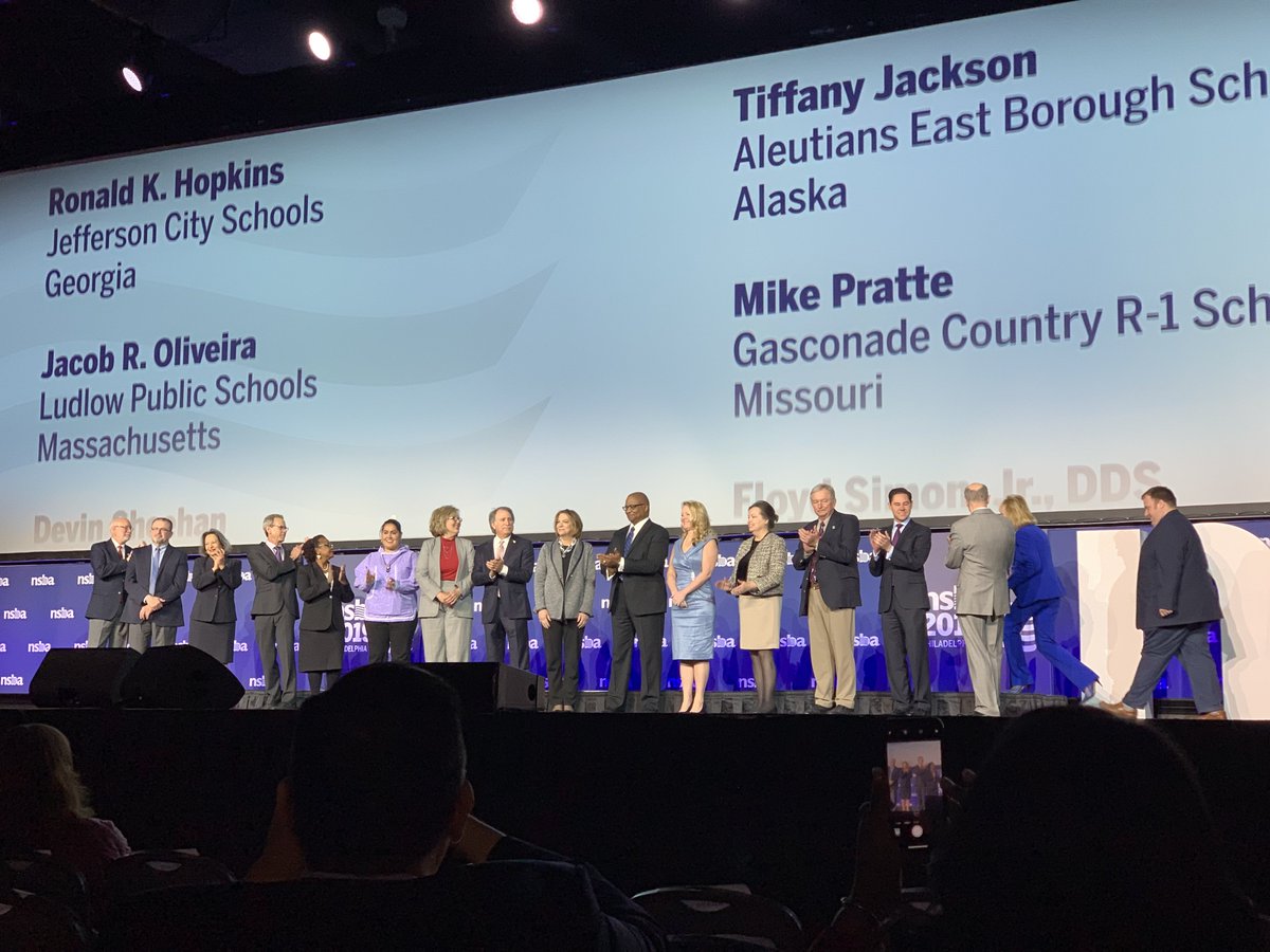 MSBA President Mike Pratte is recognized at the Third General Session of the National School Boards Association's Conference in Philadelphia as a member of the NSBA Board of Directors. @NSBA19 <a href="/NSBAPublicEd/">National School Boards Association | NSBA</a> #MSBAleaders