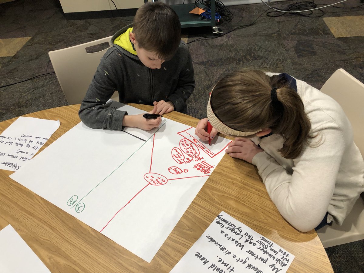 ucscleveland's tweet photo. Bike Shop students use the Design Thinking process to empathize, identify needs, and improve the cafeteria experience.  Later this trimester, they will use the same process to develop our Bike Shop business pitch. Thanks @BDMorganFdn @Ohio @DanTMooreCo #ucspride https://t.co/8OPbMf4aMT