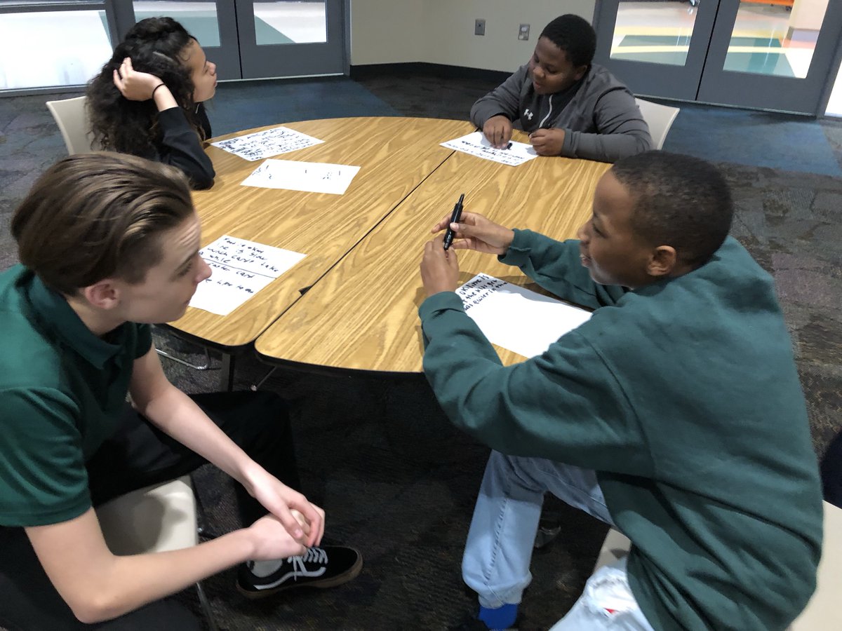 ucscleveland's tweet photo. Bike Shop students use the Design Thinking process to empathize, identify needs, and improve the cafeteria experience.  Later this trimester, they will use the same process to develop our Bike Shop business pitch. Thanks @BDMorganFdn @Ohio @DanTMooreCo #ucspride https://t.co/8OPbMf4aMT