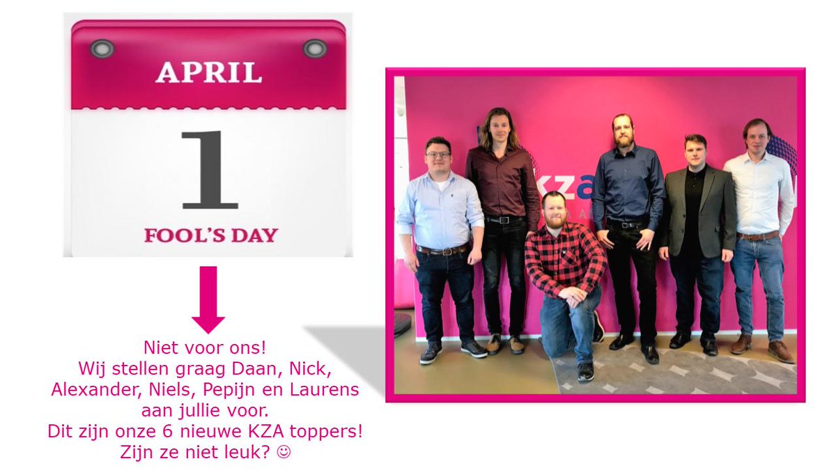 Heel veel succes en vooral veel plezier!
#1april #geengrap  #nieuwecollega #traineeship #masterclass #testing #softwaretesting