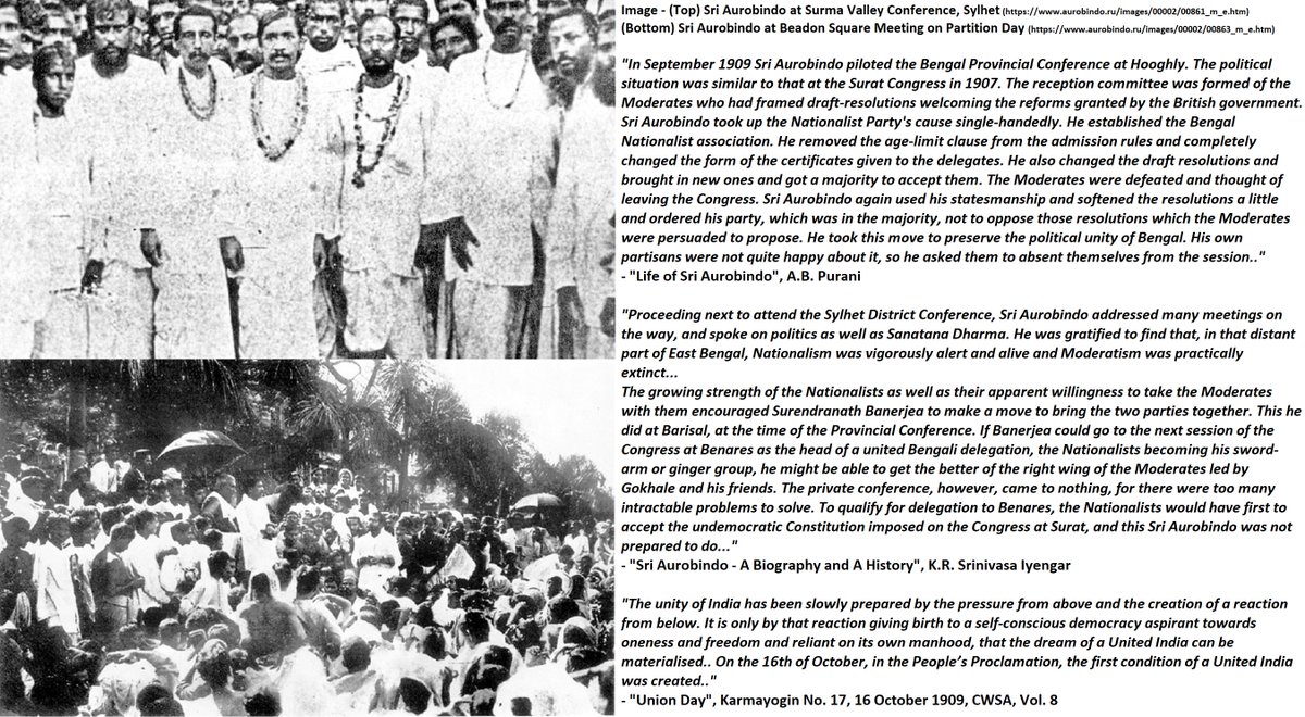 55) At Hooghly, Sylhet, Calcutta:Even in His short political stint after Alipore,  #SriAurobindo made so many valuable contributions to the cause of 'Swaraj' with His political interventionsHis actions remarkably combined 2 often opposite traits: steadfastness & statesmanship: