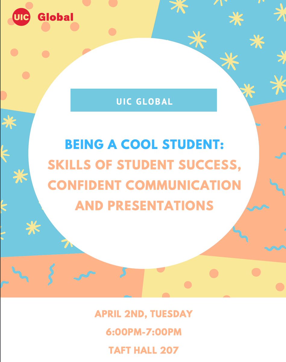 Join UIC Global tutors for a workshop on how to succeed here at UIC from the student perspective - learn confident communication and other useful skills for inside and outside of the classroom.