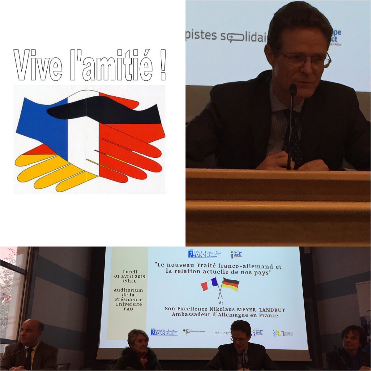 BabettePro's tweet photo. Ambassadeur #Allemagne Nicolaus Meyer-Landrut à @Ville_Pau  accueillis par @universite_uppa @EuropeDirectCTG  quoi de neuf depuis le contrat d’Aix-la-Chapelle? https://t.co/ylCx2YcrN9